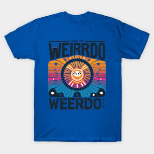 Weirdo - Minimalist Typography with Colorful Sun Design T-Shirt